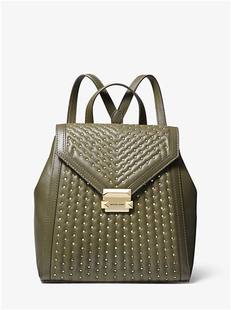 michael kors green whitney medium studded leather backpack|Whitney Medium Studded Leather Satchel .